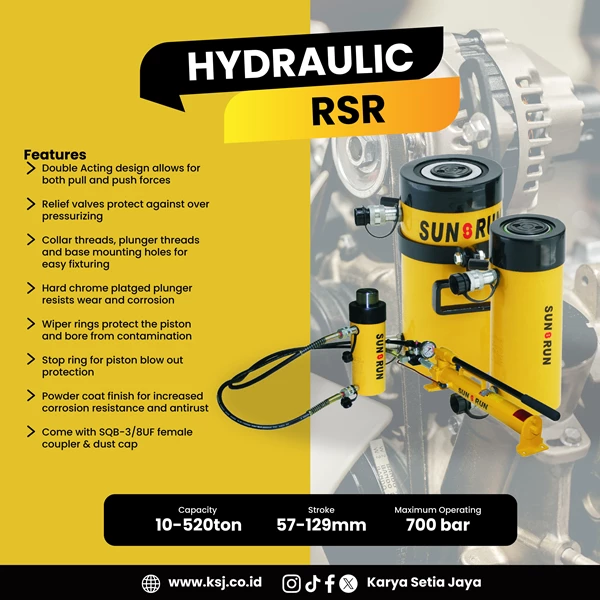 Silinder Hidrolik RSR-5013 50ton Stroke 334mm Sun Run
