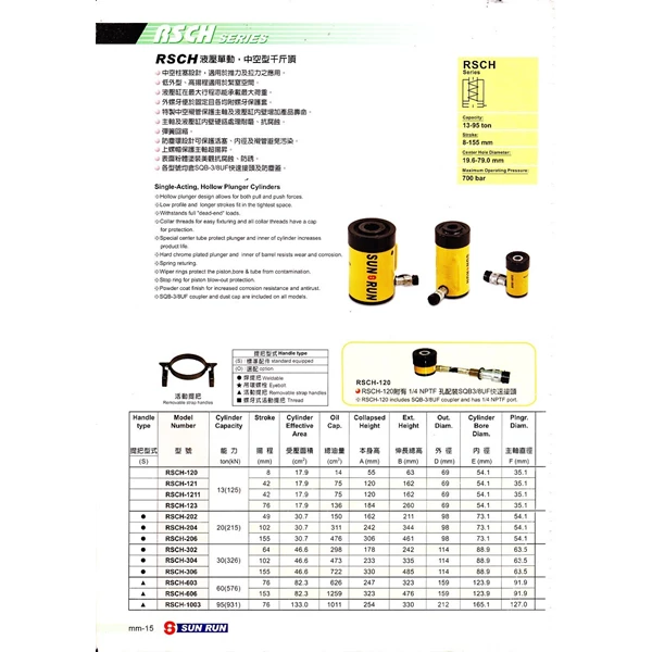 Hydraulic Cylinder RSCH-120 13 Ton