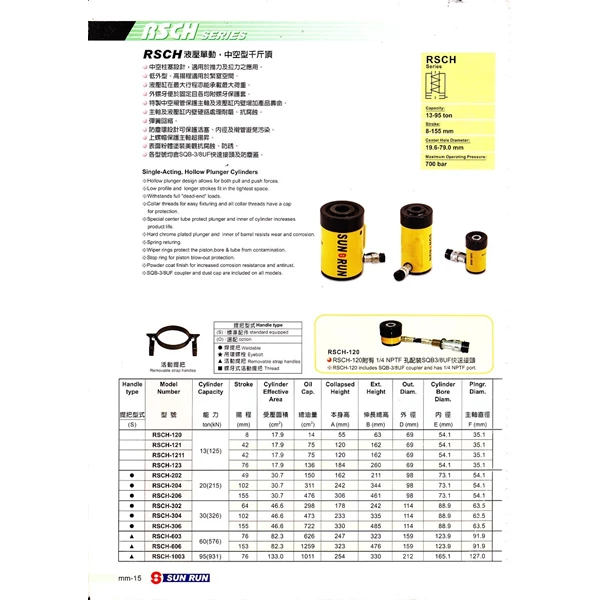 Hydraulic Cylinder RSCH-121 13 Ton