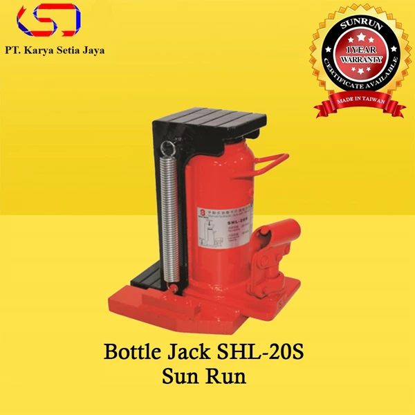 Hydraulic Bottle Jack Toe-Lift SHL-20S Top Cap 20 ton Stroke 150mm Sun Run