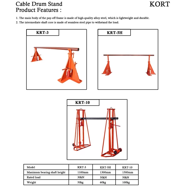 Cable Drum Stand/Roller Cable/Drum Jack KRT-5H Kort